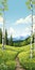 Alder Forest In Rocky Mountains: Vibrant Illustration Of Aspen Trees In Whistlerian Style