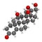 Aldosterone mineralocorticoid hormone, produced by the adrenal gland. Atoms are represented as spheres with conventional color