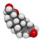 Aldosterone mineralocorticoid hormone, produced by the adrenal gland. Atoms are represented as spheres with conventional color