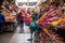 alebrije statue in a bustling city market