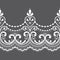 Alencon French seamless lace vector pattern, openwork ornament textile or embroidery design in white on gray background