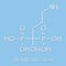 Alendronic acid alendronate, bisphosphonate class osteoporosis drug molecule. Skeletal formula.