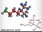 Alendronic acid molecule. Structural chemical formula, molecule model.