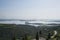 Alentejo drone aerial view of the landscape at sunset with alqueva dam reservoir, in Portugal