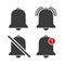 Alert bell icon. Message notification symbol. Collection of reminder for smartphone app. Button inbox sms for iu interface.