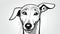 Alert curious dog portrait monochrome line drawing