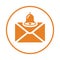 Alert, email, bell, mail, notification, notify, ring icon. Orange vector design