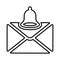 Alert, email, bell, mail, notification, notify, ring outline icon. Line art design