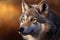 alert gray wolf close-up - Generative AI