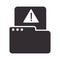 Alert icon, folder file data warning, attention danger exclamation mark precaution silhouette style design