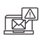 Alert icon, laptop email message warning, attention danger exclamation mark precaution, line style design
