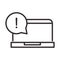 Alert icon, laptop warning message, attention danger exclamation mark precaution, line style design