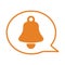 Alert, notification, reminder, warning icon. Orange vector sketch.