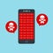 Alert notification on smartphone vector, malware concept, spam data, fraud internet error