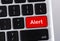 Alert word on red computer keyboard button