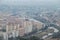 Ales, Occitanie, France, Aerial panorama over the city, with the river Gardon