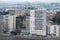 Ales, Occitanie, France, Contemporary apartment blocks at the banks of the river Gardon