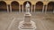 Alessandro Volta statue at University of Pavia, PV, Italy, fast panoramic shot