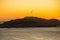 Alesund, Norway. Aerial view of Alesund, Norway at sunrise. Colorful sky over famous tourisitc destination with sunlight and