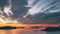 Alesund, Norway. Amazing Natural Bright Dramatic Sky In Warm Colours Above Alesund Valderoya And Islands In Sunset Time