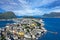 Alesund, Norway - panoramic view on center of cruise port Alesund in Norwegian fjords.