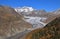 Aletsch glacier on a autumn day. Longest glacier of the Alps. Co