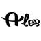 Alex male name street art design. Graffiti tag Alex. Vector art.