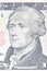 Alexander Hamilton portrait on ten dollar bill macro, 10 usd, un