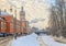 The Alexander Nevsky lavra at a frosty winter day.