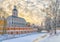 The Alexander Nevsky lavra at a frosty winter day.