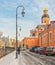 Alexander Nevsky lavra at a frosty winter day. North Prosforny building and the Blagoveschenskaya church.
