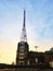 The Alexander Palace radio tower bathed in afternoon sunlight