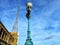 The Alexander Palace radio tower and ornate street lamps