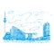 Alexanderplatz, Berlin, Germany. Vector outline illustration