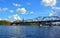 Alexandra Bridge, is a steel truss cantilever bridge and in the background parliament of Canada