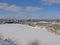 Alexandra Interprovincial bridge over frozen Ottawa river on winter day with snow