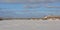 Alexandra Interprovincial bridge over frozen Ottawa river on winter day with snow