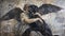 Alexandre Benois\\\' painting depicting an angel hugging a labrador retriever