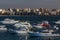 ALEXANDRIA, EGYPT - FEBRUARY 2, 2019: Boats in the Eastern Harbour in Alexandria, Egy