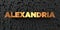 Alexandria - Gold text on black background - 3D rendered royalty free stock picture