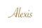 Alexis - Female name . Gold 3D icon on white background. Decorative font. Template, signature logo.