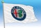 Alfa Romeo international car industrial group, flag with logo, illustration