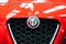 Alfa Romeo Sign Close Up View On Car Front Grill