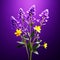 alfalfa plant with impressive flowers.  The plant is in full bloom, with flowers in varying shades of purple and yellow.