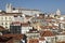 Alfama urban district panorama of Lisbon.