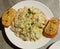 Alfredo pasta, Creamy cheese Alfredo pasta & garlic bread