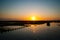 Algae farm field in sunset, Indonesia