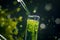 Algae Plaint and Pipette Over Test Tube, Dropping Sample Chemical into Green Tubes, Biotechnology