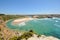 Algarve: Panoramic view to Praia de Odeceixe, Surfer beach and little village near Aljezur, Portugal