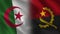 Algeria and Angola Realistic Half Flags Together